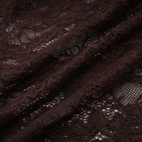 Aurohaya Brigitte Brown Lace Panel Ruched Maxi Dress