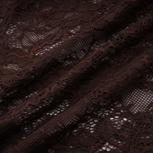 Aurohaya Brigitte Brown Lace Panel Ruched Maxi Dress