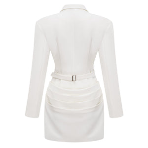 Aurohaya Rosette White Ruched Blazer Mini Dress