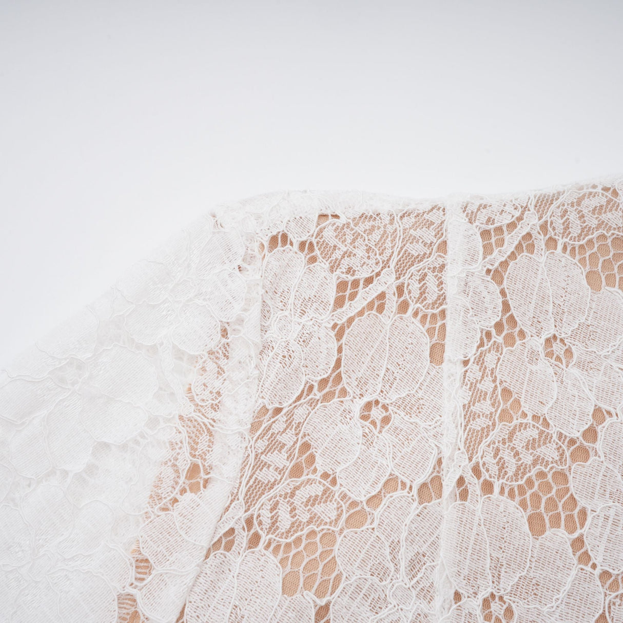 Aurohaya Bronte White Pleated Floral Lace Midi Dress