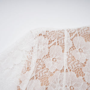 Aurohaya Bronte White Pleated Floral Lace Midi Dress