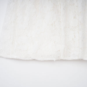 Aurohaya Bronte White Pleated Floral Lace Midi Dress