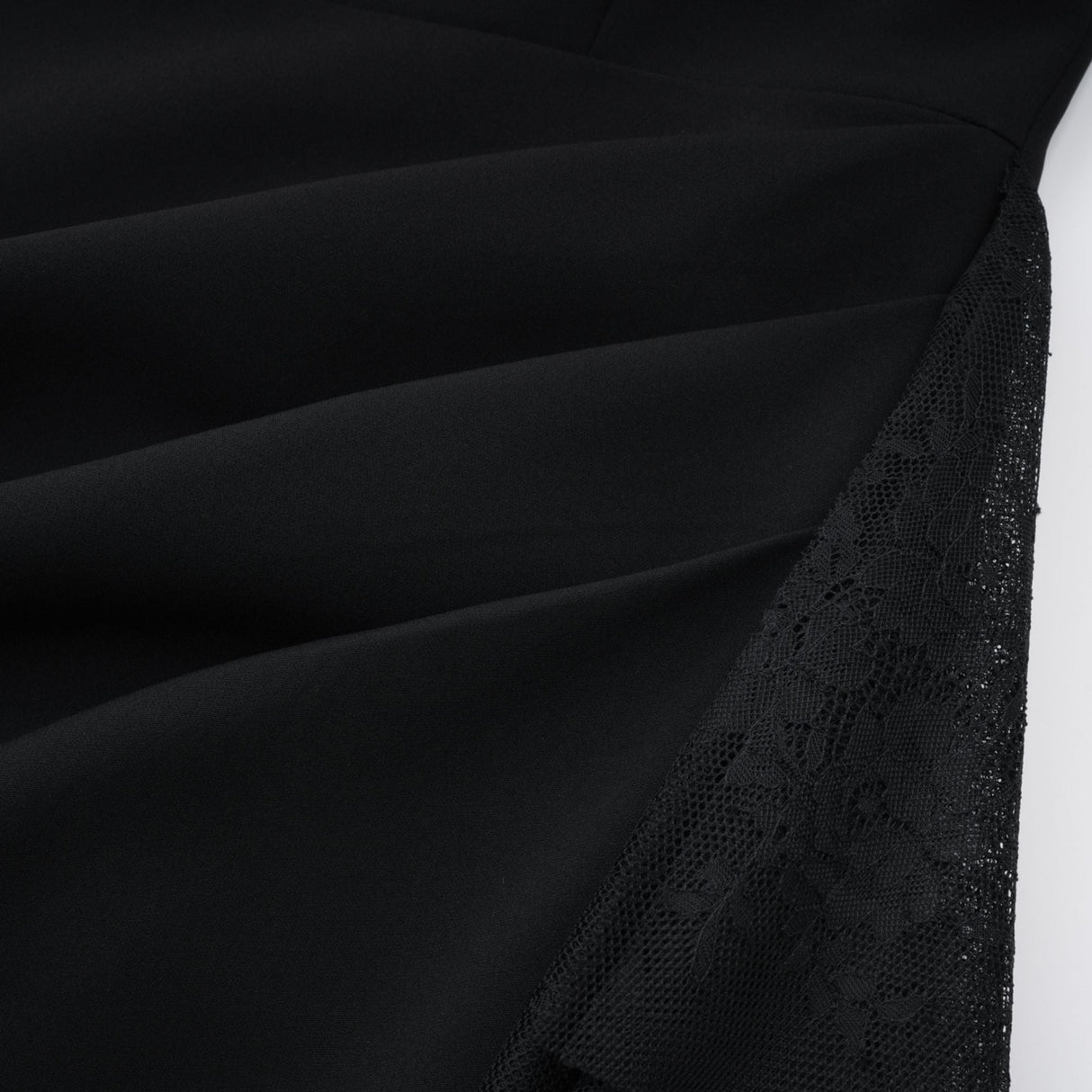 Aurohaya Bernadette black lace-panell asymmetrical midi dress
