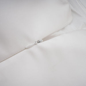 Aurohaya Maëlys white petal-layered strapless corset mini dress