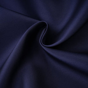 Aurohaya Fern Navy Blue Satin Panel Knit Midi Dress