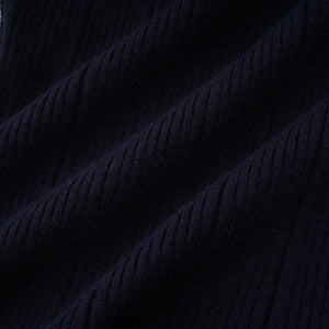 Aurohaya Fern Navy Blue Satin Panel Knit Midi Dress