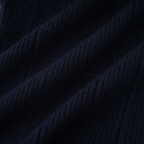 Aurohaya Fern Navy Blue Satin Panel Knit Midi Dress