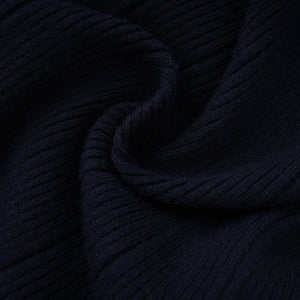 Aurohaya Fern Navy Blue Satin Panel Knit Midi Dress
