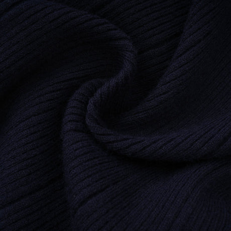 Aurohaya Fern Navy Blue Satin Panel Knit Midi Dress