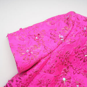 Aurohaya Celestia Floral-Appliqué Embellished Mini Dress in Pink