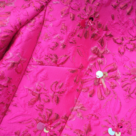 Aurohaya Celestia Floral-Appliqué Embellished Mini Dress in Pink