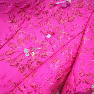 Aurohaya Celestia Floral-Appliqué Embellished Mini Dress in Pink
