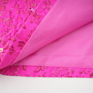 Aurohaya Celestia Floral-Appliqué Embellished Mini Dress in Pink