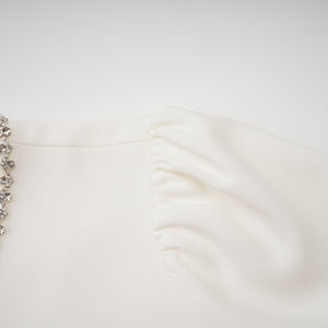 Aurohaya Bérénice white crystal-embellished mini dress