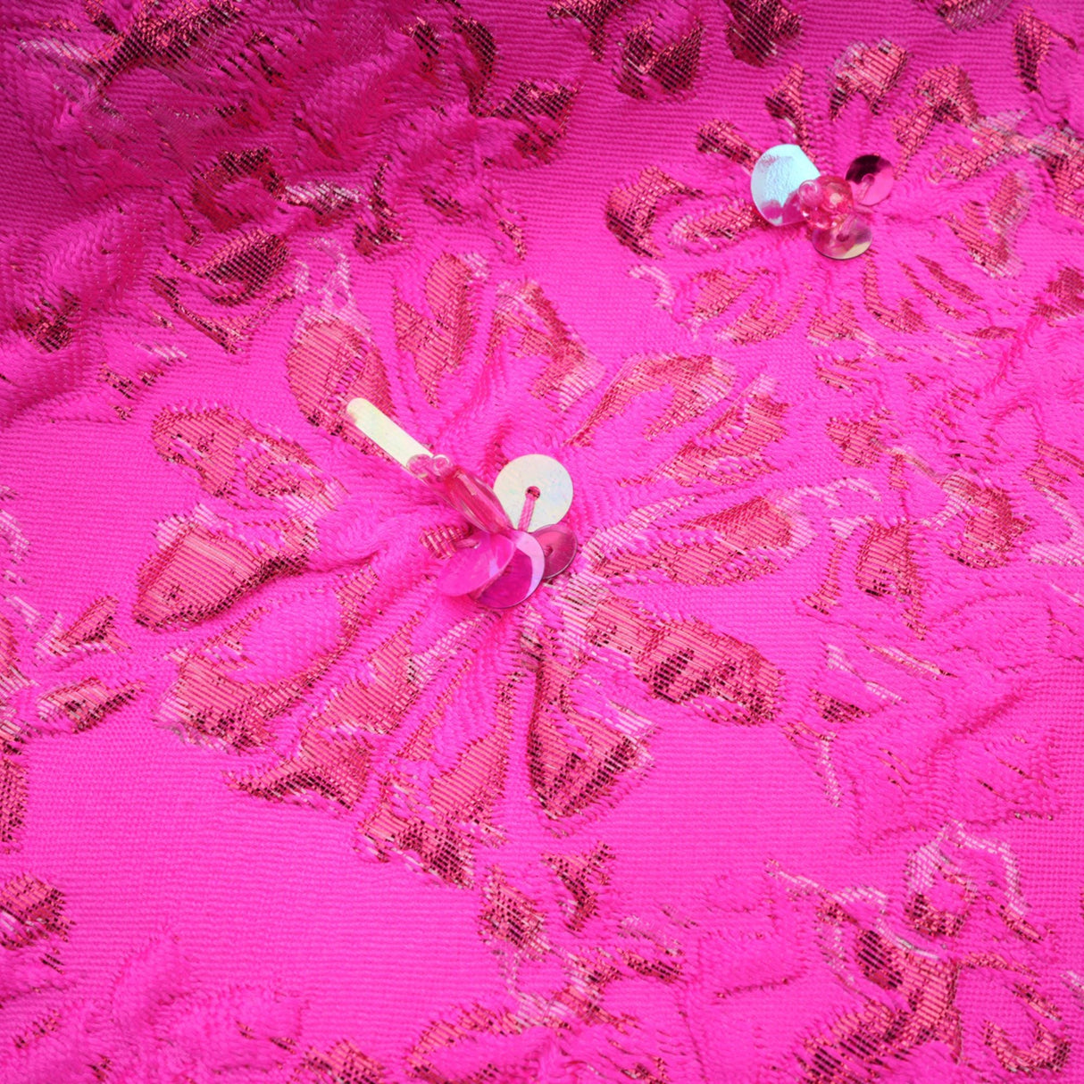 Aurohaya Celestia Floral-Appliqué Embellished Mini Dress in Pink
