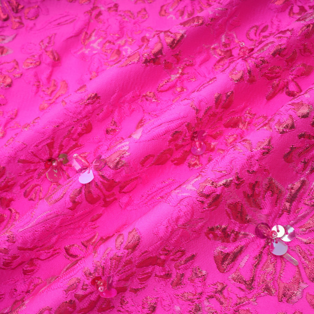 Aurohaya Celestia Floral-Appliqué Embellished Mini Dress in Pink