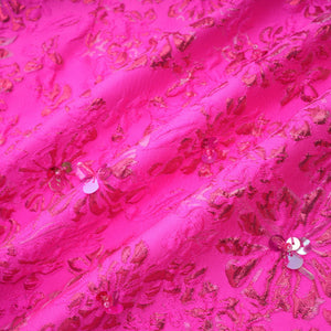 Aurohaya Celestia Floral-Appliqué Embellished Mini Dress in Pink