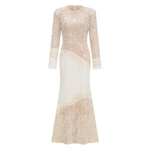 Aurohaya Mathilde White Embroidered Maxi Dress