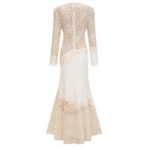 Aurohaya Mathilde White Embroidered Maxi Dress