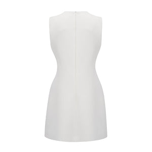 Aurohaya Irène White Sequin Floral Embroidered Mini Dress