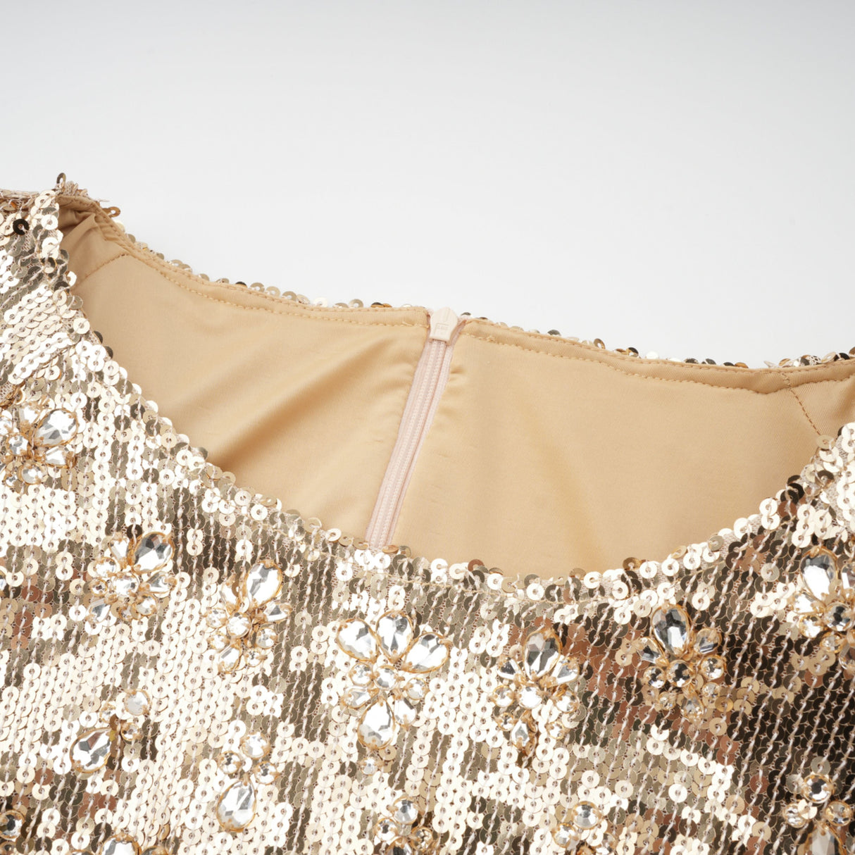 Aurohaya Federica Gold Train Sequined Maxi Dress