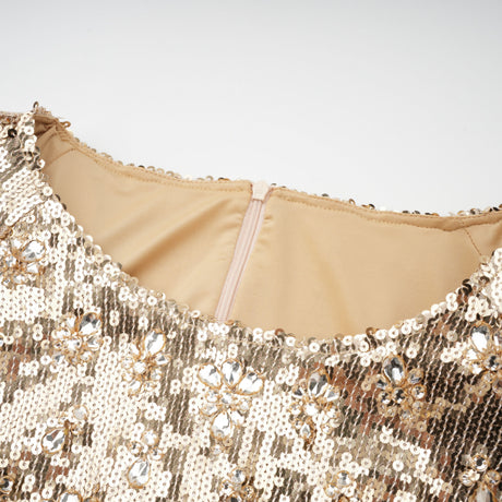 Aurohaya Federica Gold Train Sequined Maxi Dress