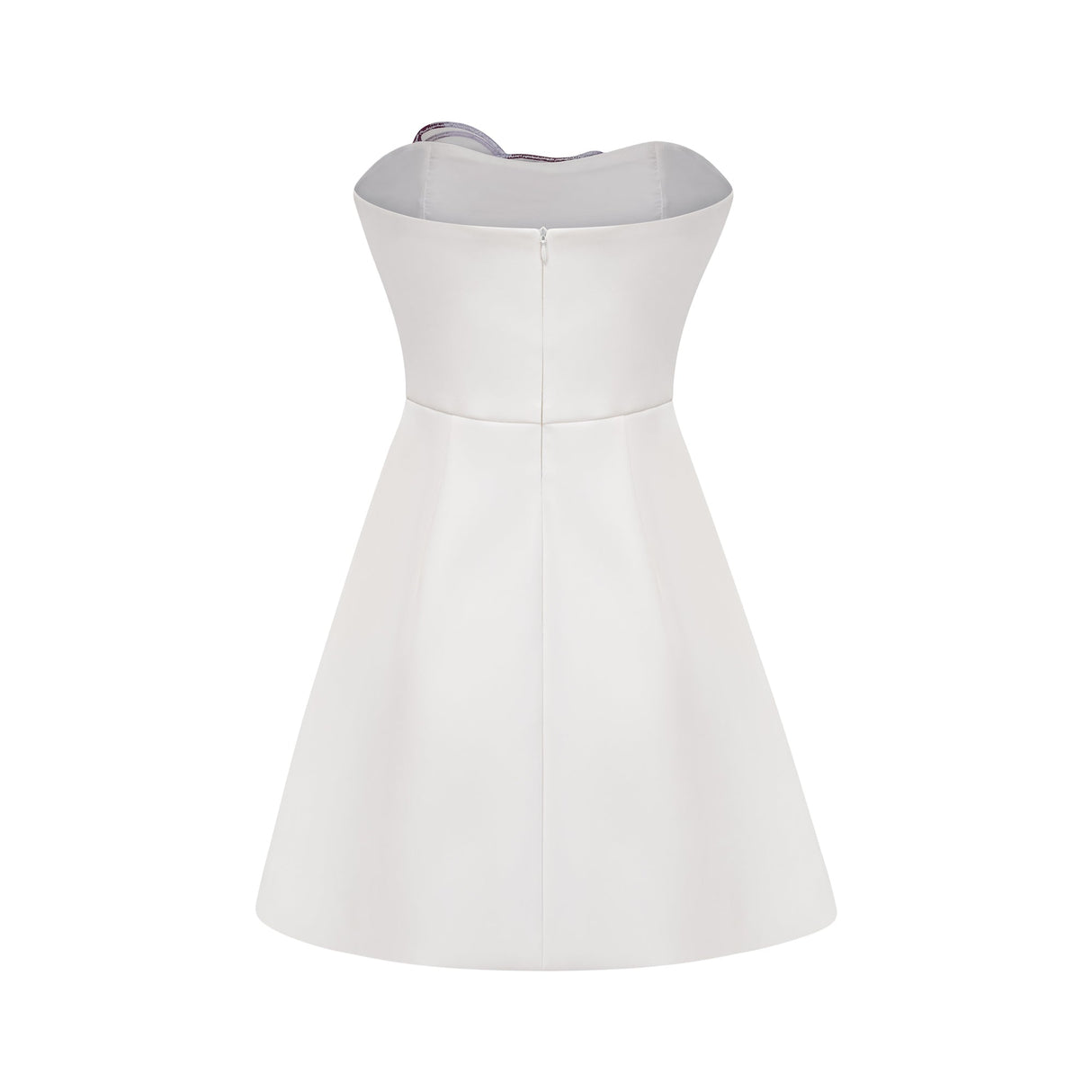 Aurohaya Irène White Off-Shoulder Sequin Floral Embroidered Mini Dress