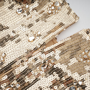 Aurohaya Federica Gold Train Sequined Maxi Dress
