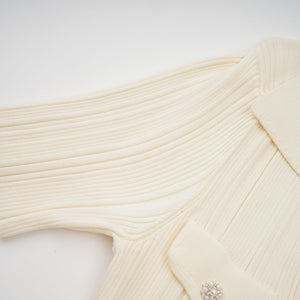 Aurohaya Nouria neutrals ribbed-knit midi dress