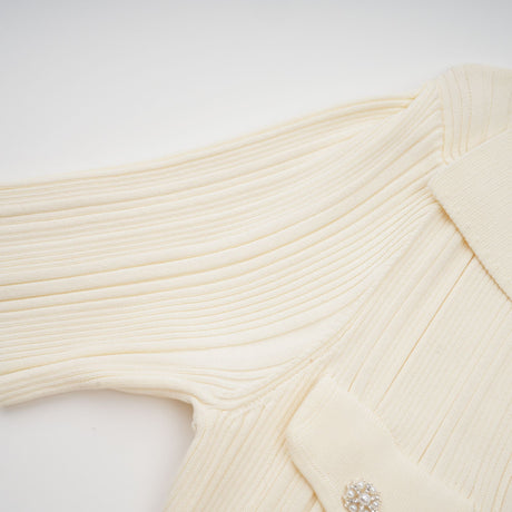 Aurohaya Nouria neutrals ribbed-knit midi dress