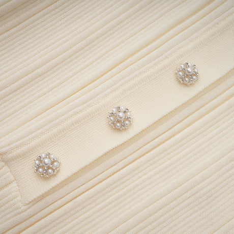 Aurohaya Nouria neutrals ribbed-knit midi dress
