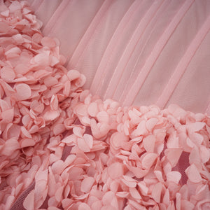 Aurohaya Rachel Pink 3D Petal Tulle Mini Dress