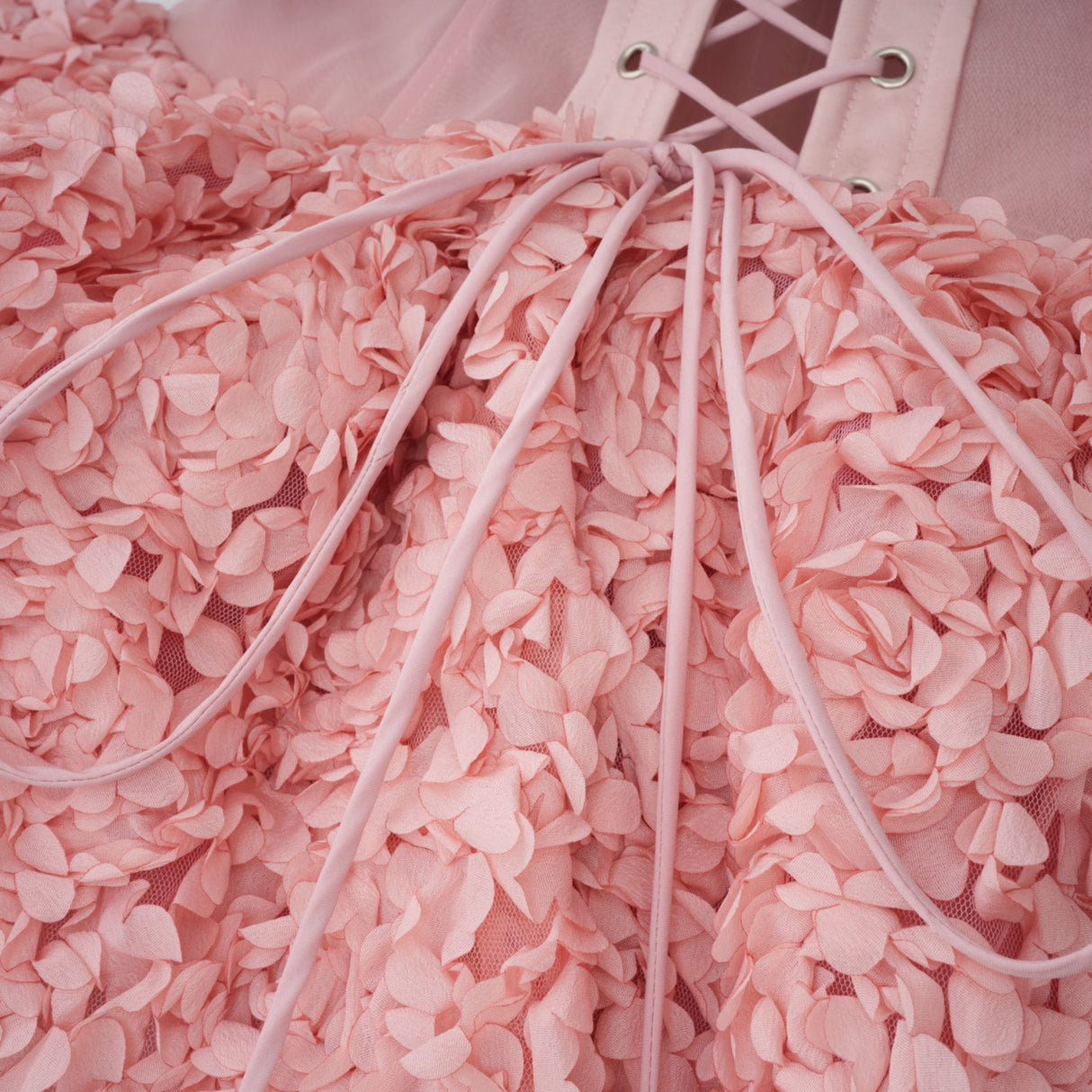 Aurohaya Rachel Pink 3D Petal Tulle Mini Dress