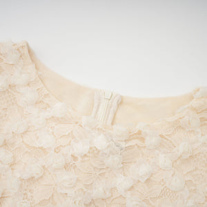 Aurohaya Halla Neutral Tiered Floral Lace Maxi Dress