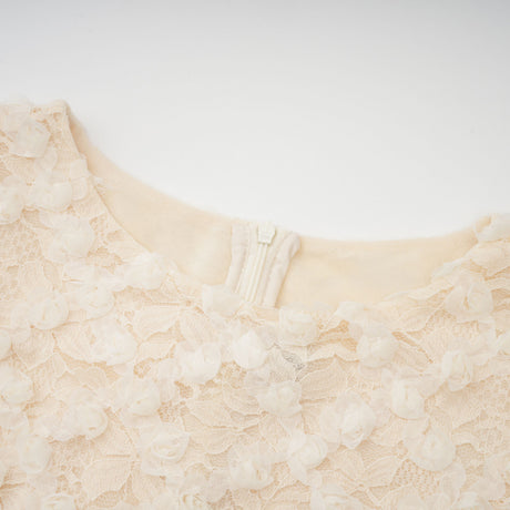 Aurohaya Halla Neutral Tiered Floral Lace Maxi Dress