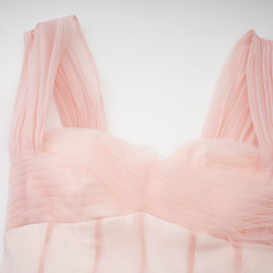Aurohaya Érasme Pink Flounced Midi Dress