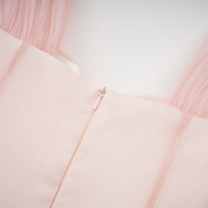 Aurohaya Érasme Pink Flounced Midi Dress