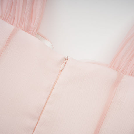 Aurohaya Érasme Pink Flounced Midi Dress