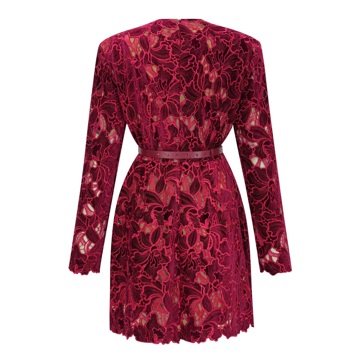 Aurohaya Hafdis Red Floral Embroidered Mini Dress