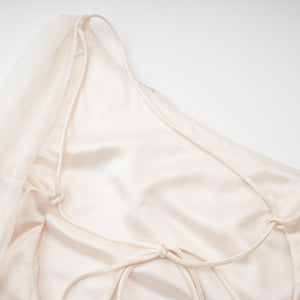 Aurohaya Thérèse neutral scarf-design satin maxi dress