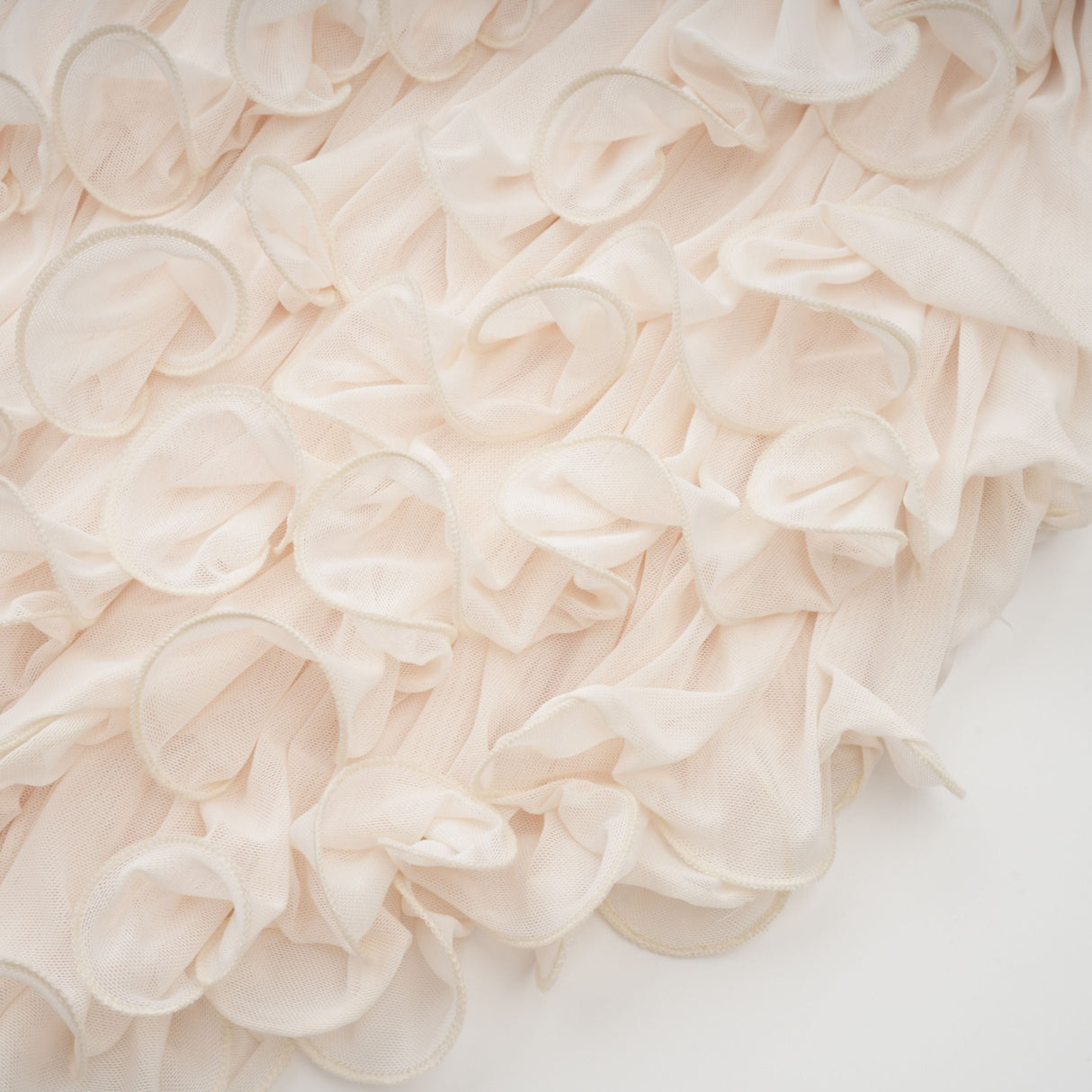 Aurohaya Théoline Neutral Asymmetrical Ruffled Floral Midi Dress