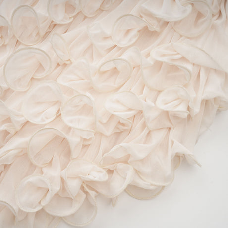 Aurohaya Théoline Neutral Asymmetrical Ruffled Floral Midi Dress