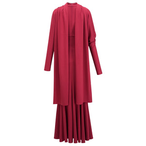 Aurohaya Margot Red Scarf Design Ruched Maxi Gown