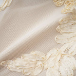Aurohaya Théoline Neutral Asymmetrical Ruffled Floral Midi Dress