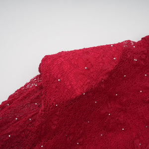 Aurohaya Justyna Red Rhinestone Guipure Lace Maxi Dress