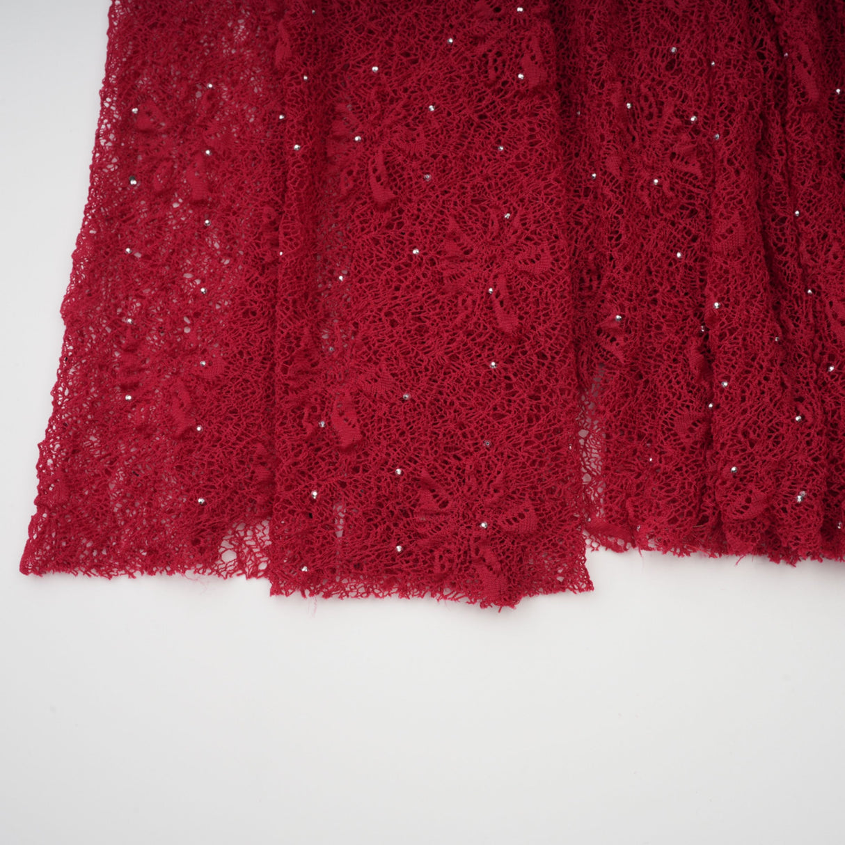 Aurohaya Justyna Red Rhinestone Guipure Lace Maxi Dress