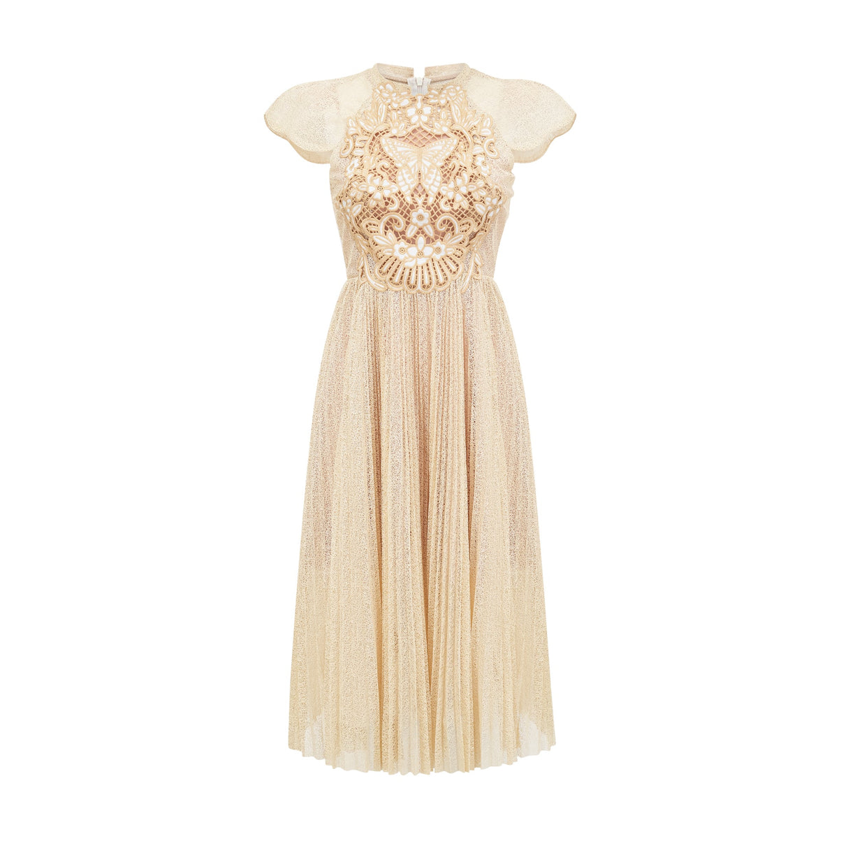 Aurohaya Nerissa embroidered pleated midi dress