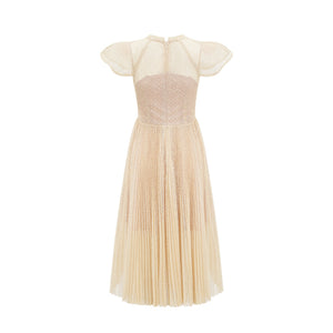 Aurohaya Nerissa embroidered pleated midi dress