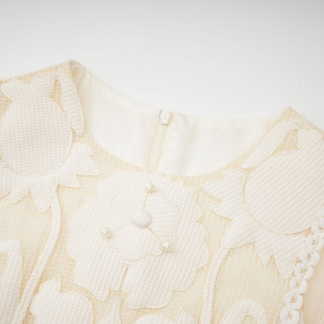 Aurohaya Maelle White Flower Embroidered Maxi Dress