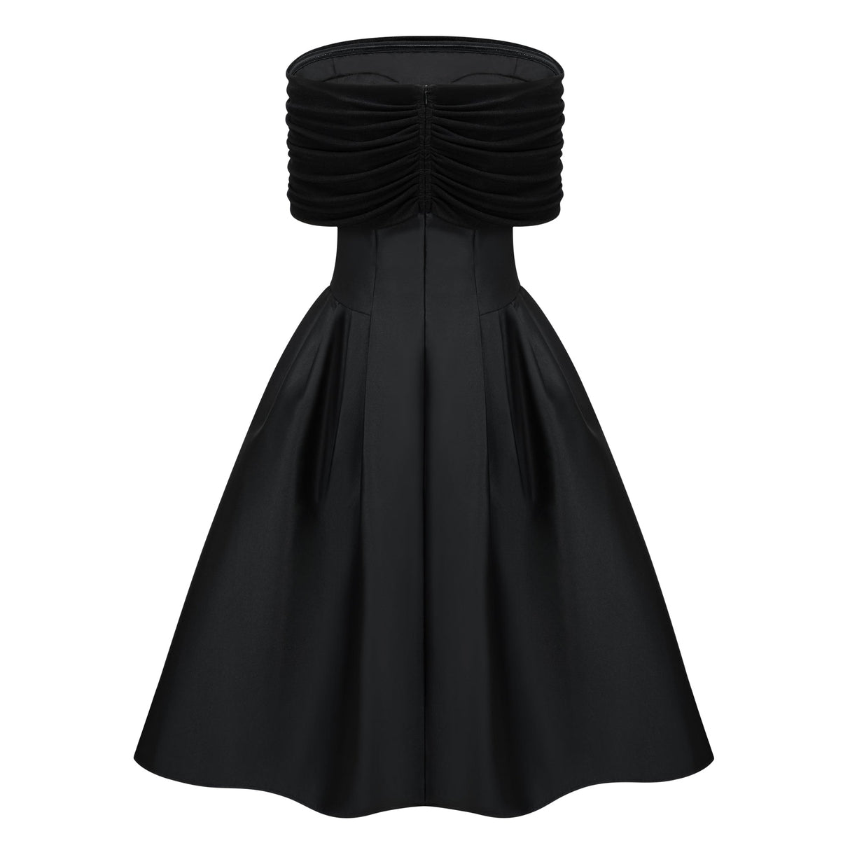 Aurohaya Ainara Black Off Shoulder Polished Midi Dress